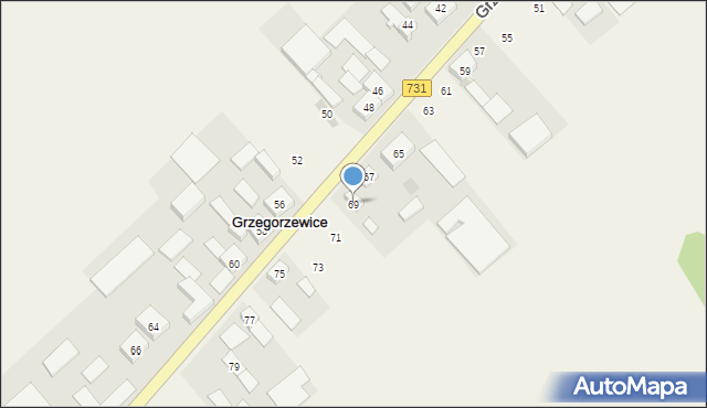 Grzegorzewice, Grzegorzewice, 69, mapa Grzegorzewice
