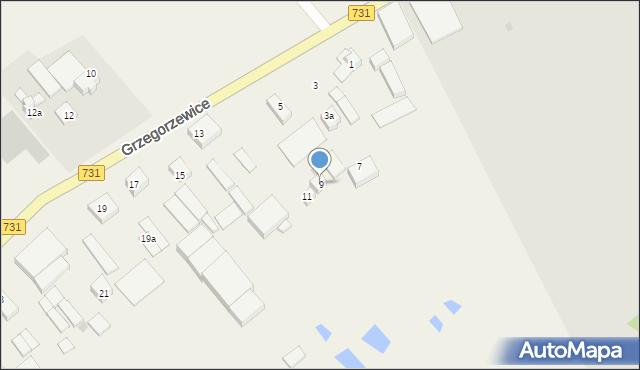 Grzegorzewice, Grzegorzewice, 9, mapa Grzegorzewice