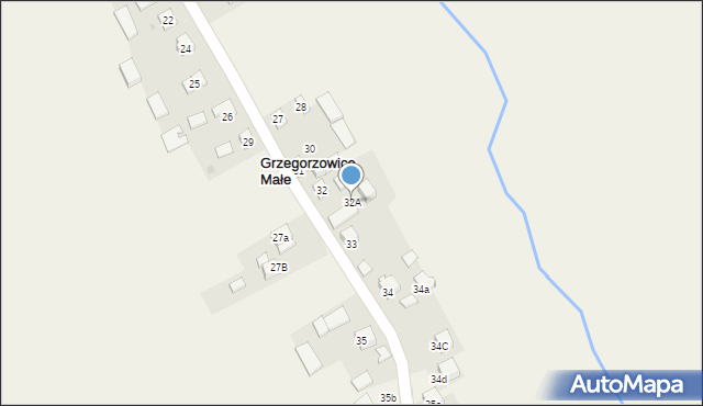 Grzegorzowice Małe, Grzegorzowice Małe, 32A, mapa Grzegorzowice Małe