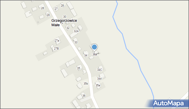 Grzegorzowice Małe, Grzegorzowice Małe, 34a, mapa Grzegorzowice Małe