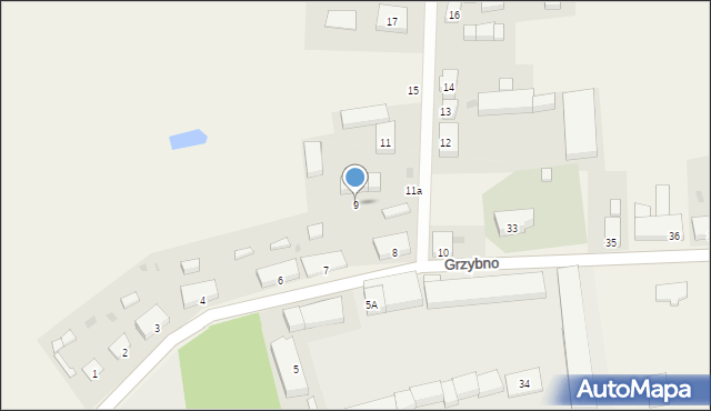 Grzybno, Grzybno, 9, mapa Grzybno