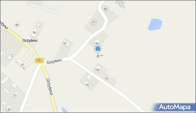 Grzybno, Grzybno, 62, mapa Grzybno