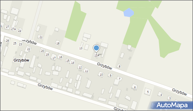 Grzybów, Grzybów, 11A, mapa Grzybów