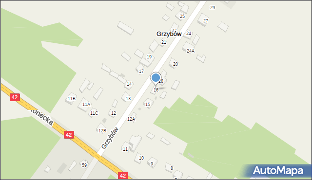 Grzybów, Grzybów, 16, mapa Grzybów