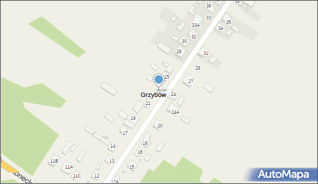 Grzybów, Grzybów, 22, mapa Grzybów