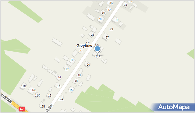 Grzybów, Grzybów, 24A, mapa Grzybów