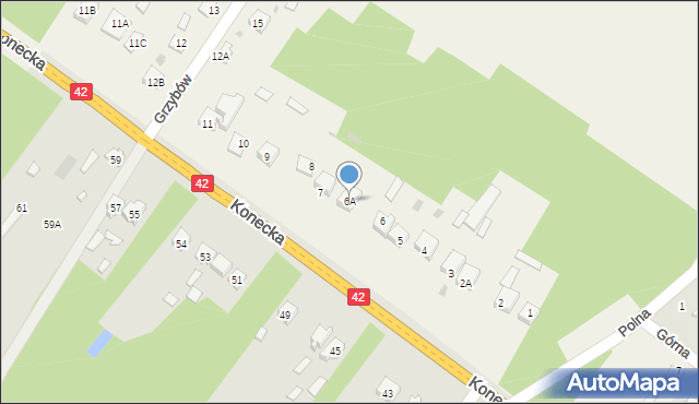 Grzybów, Grzybów, 6A, mapa Grzybów