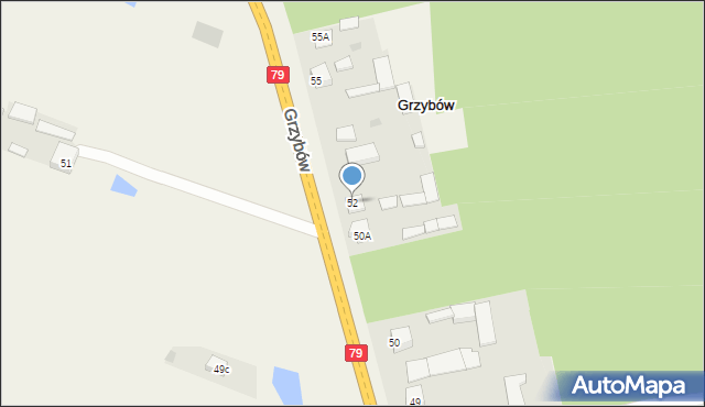 Grzybów, Grzybów, 52, mapa Grzybów