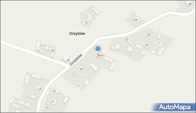 Grzybów, Grzybów, 22, mapa Grzybów