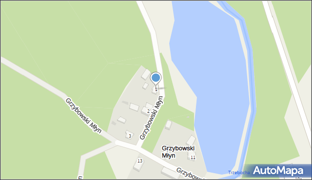 Grzybowski Młyn, Grzybowski Młyn, 1, mapa Grzybowski Młyn