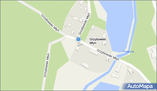 Grzybowski Młyn, Grzybowski Młyn, 13, mapa Grzybowski Młyn