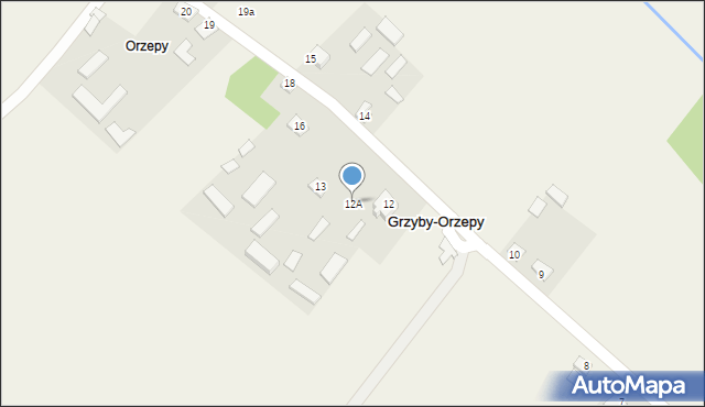 Grzyby-Orzepy, Grzyby-Orzepy, 12A, mapa Grzyby-Orzepy