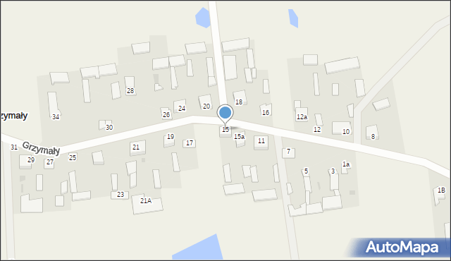 Grzymały, Grzymały, 15, mapa Grzymały
