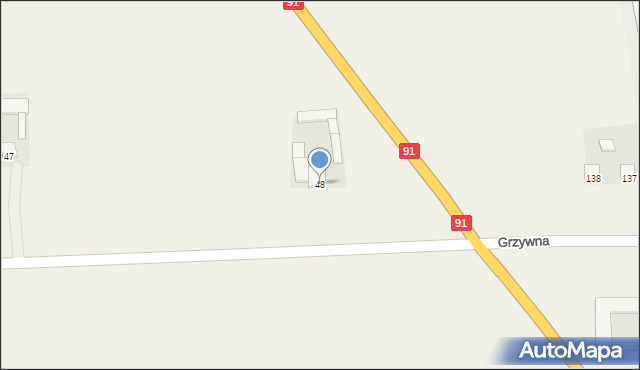 Grzywna, Grzywna, 48, mapa Grzywna