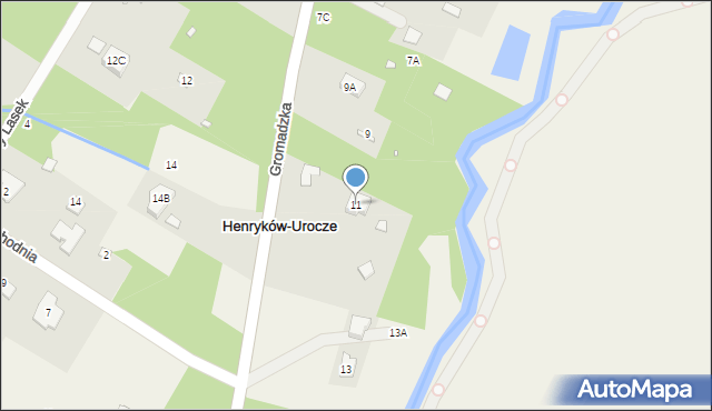 Henryków-Urocze, Gromadzka, 11, mapa Henryków-Urocze