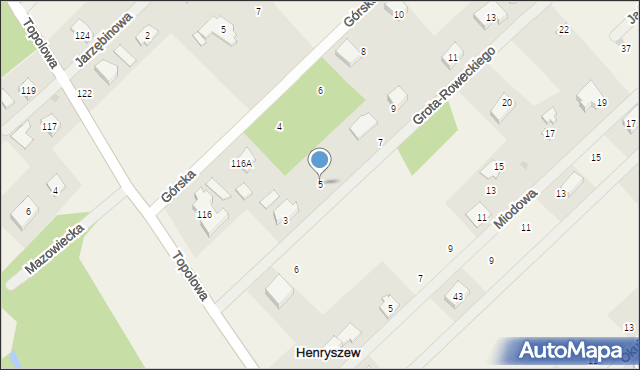 Henryszew, Grota-Roweckiego Stefana, gen., 5, mapa Henryszew