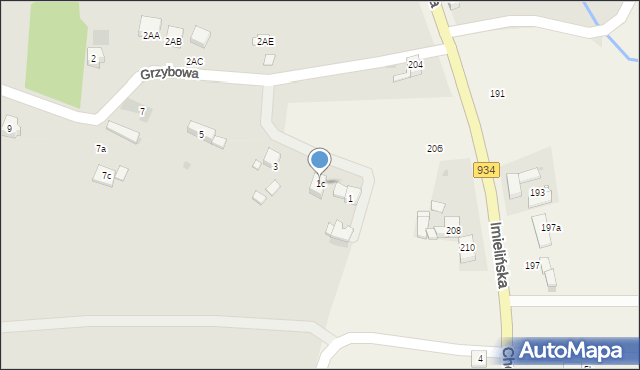 Imielin, Grzybowa, 1c, mapa Imielin