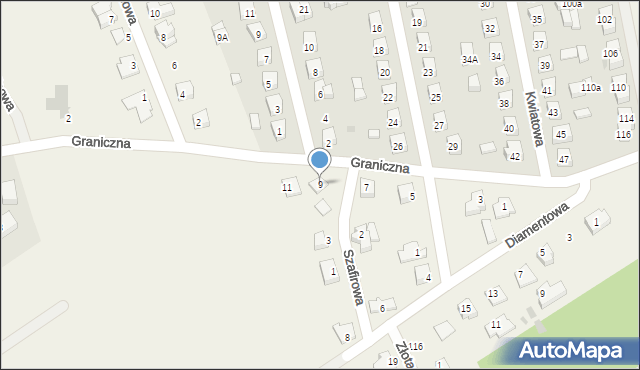 Jamielnik, Graniczna, 9, mapa Jamielnik
