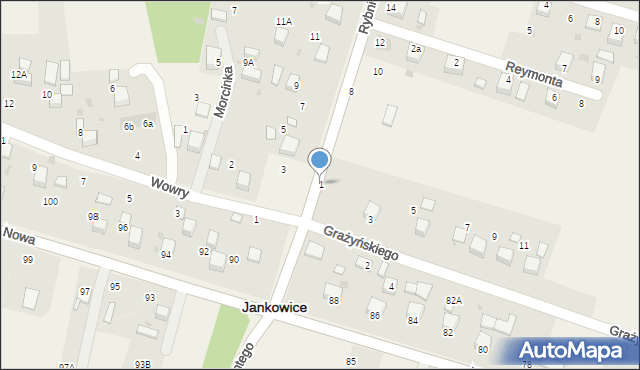 Jankowice, Grażyńskiego Michała, 1, mapa Jankowice