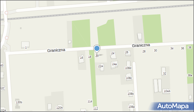 Janówek Drugi, Graniczna, 20, mapa Janówek Drugi