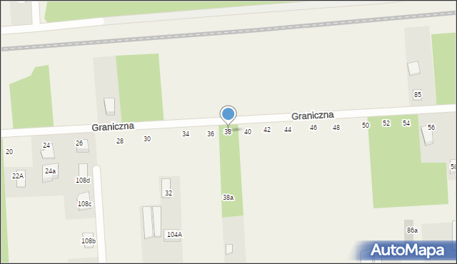 Janówek Drugi, Graniczna, 38, mapa Janówek Drugi