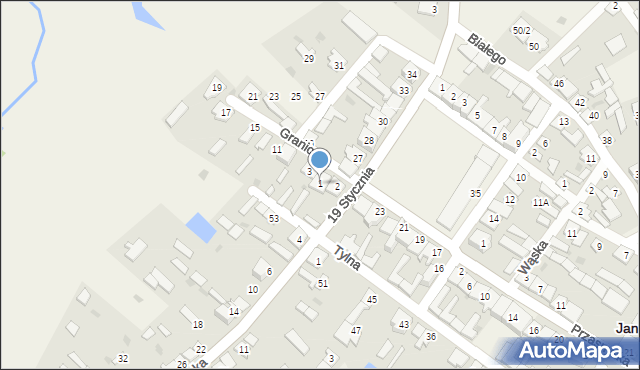 Janowo, Graniczna, 1, mapa Janowo