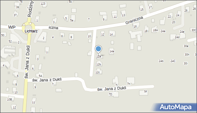 Jasło, Graniczna, 12a, mapa Jasła