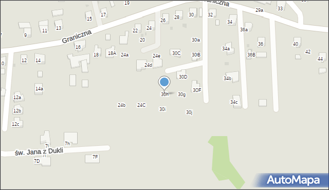 Jasło, Graniczna, 30h, mapa Jasła