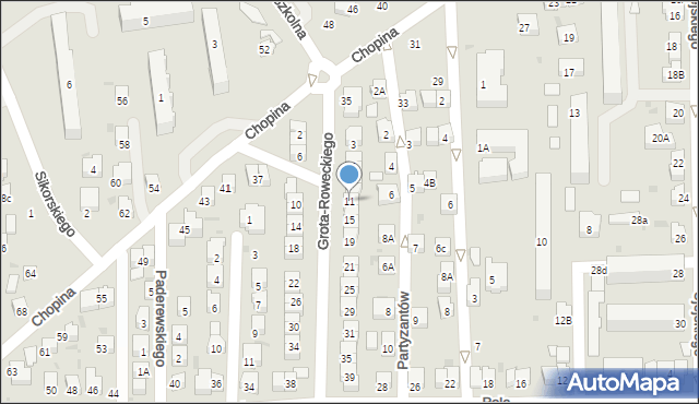 Jasło, Grota-Roweckiego Stefana, gen., 11, mapa Jasła