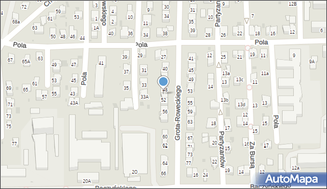 Jasło, Grota-Roweckiego Stefana, gen., 50, mapa Jasła