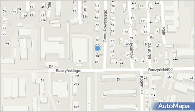 Jasło, Grota-Roweckiego Stefana, gen., 64, mapa Jasła