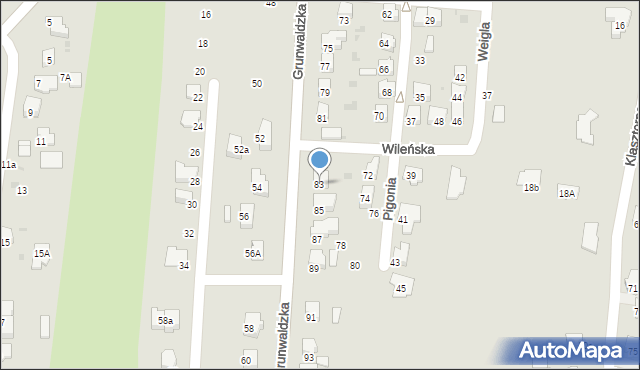 Jasło, Grunwaldzka, 83, mapa Jasła