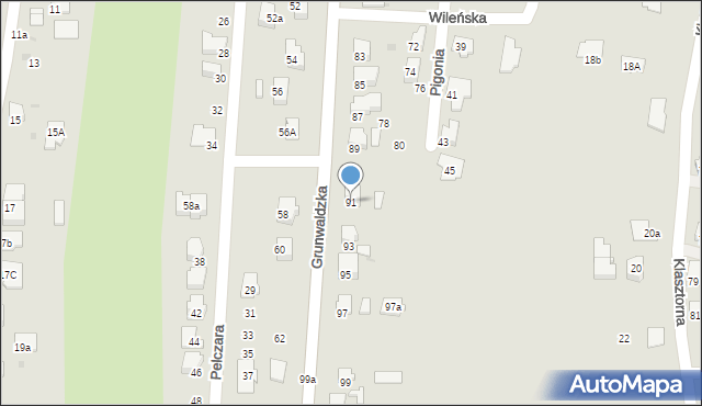 Jasło, Grunwaldzka, 91, mapa Jasła