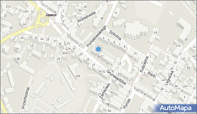 Jawor, Grunwaldzka, 10, mapa Jawor