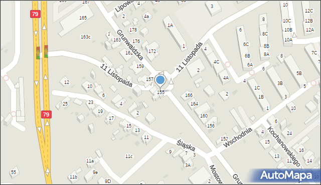 Jaworzno, Grunwaldzka, 155, mapa Jaworzno