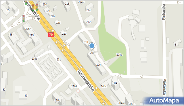 Jaworzno, Grunwaldzka, 208, mapa Jaworzno