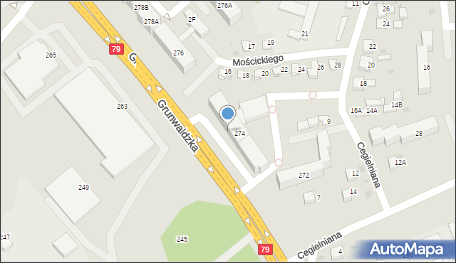 Jaworzno, Grunwaldzka, 274A, mapa Jaworzno