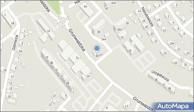 Jaworzno, Grunwaldzka, 34, mapa Jaworzno