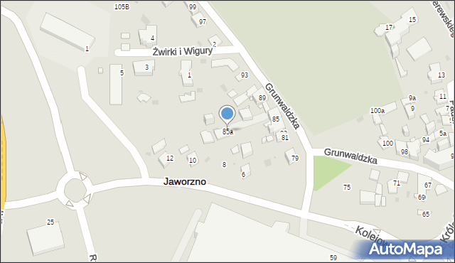 Jaworzno, Grunwaldzka, 85a, mapa Jaworzno