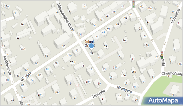 Jelenia Góra, Grottgera Artura, 3A, mapa Jelenia Góra