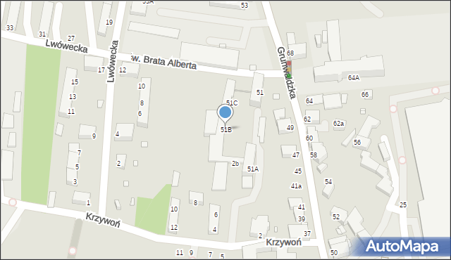 Jelenia Góra, Grunwaldzka, 51B, mapa Jelenia Góra