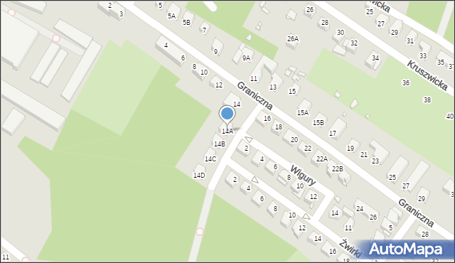 Jelenia Góra, Graniczna, 14A, mapa Jelenia Góra