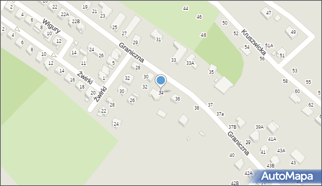 Jelenia Góra, Graniczna, 34, mapa Jelenia Góra