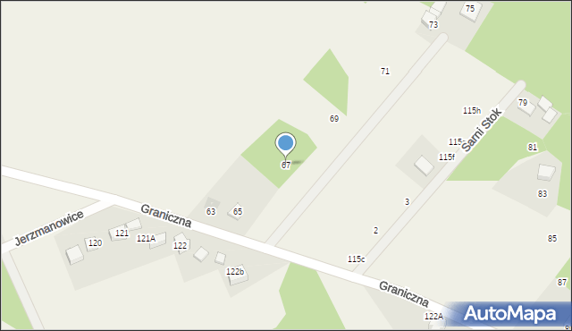 Jerzmanowice, Graniczna, 67, mapa Jerzmanowice