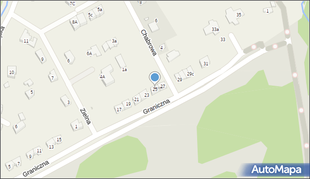 Jeżów Sudecki, Graniczna, 25, mapa Jeżów Sudecki