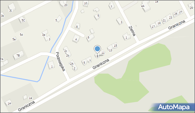 Jeżów Sudecki, Graniczna, 9, mapa Jeżów Sudecki