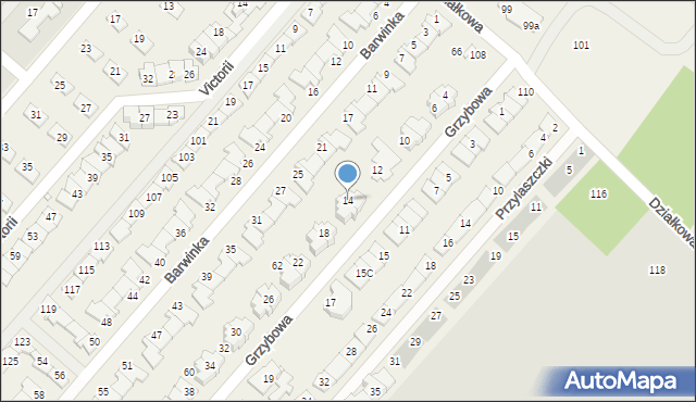 Józefosław, Grzybowa, 14, mapa Józefosław