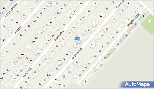 Józefosław, Grzybowa, 26, mapa Józefosław