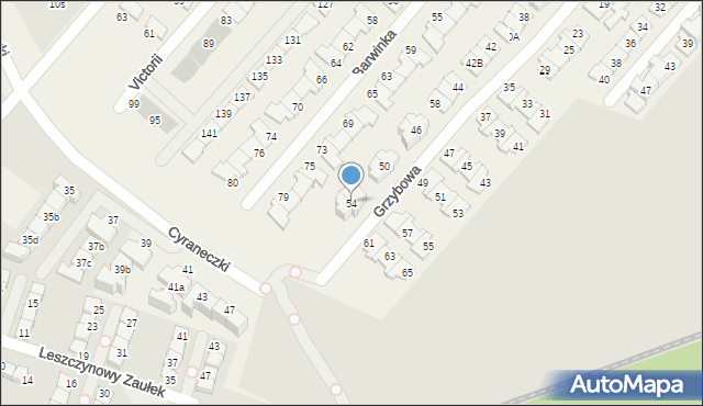 Józefosław, Grzybowa, 54, mapa Józefosław