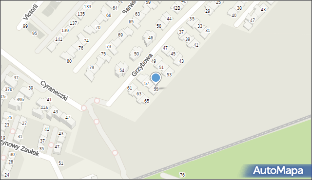 Józefosław, Grzybowa, 55, mapa Józefosław
